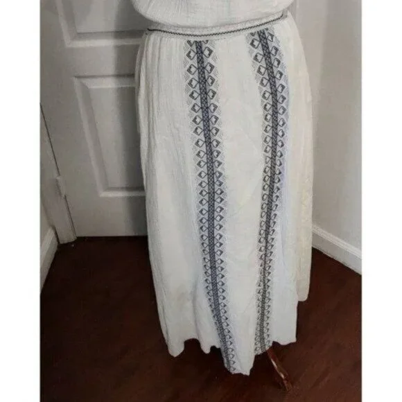 Faherty Catrina Embroidered Maxi Dress White  S Cotton Bohemian NEW - Picture 10 of 15